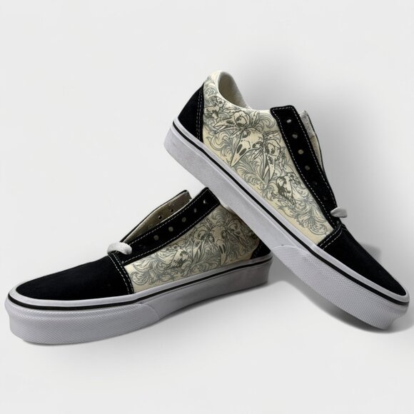 Vans Raven Skull Old Skool VN000D3HBMW Suede Black True White Size W7/M5.5 - Picture 7 of 11